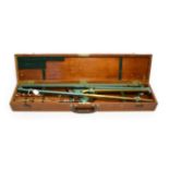 Pantograph brass with part green cracked finish, in mahogany case 32'', 81cm long