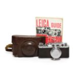 Leica II Camera no.236559, with Summar f2 50mm lens, in leather case with a copy of Leica Guide book