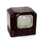 A Bush Type TV22 Television Receiver, 1950, 405-line, 9-inch screen, white mask, in stepped