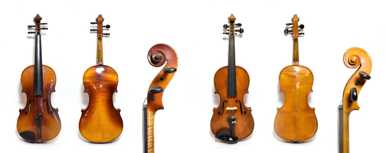 Violin 14 1/8'' two piece back, labelled 'Piena Student-Violin Model Antonius Stradivarius' cased