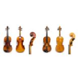 Violin 14 1/8'' two piece back, labelled 'Piena Student-Violin Model Antonius Stradivarius' cased