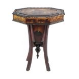 A 19th Century Grained and Painted Pine Work Table, possibly American, the octagonal shaped lid with