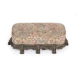 A Gilt Cast Metal Footstool, probably French, late 19th/early 20th century, with later recovered