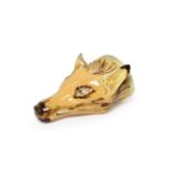 A Creamware Fox Mask Stirrup Cup, early 19th century, naturalistically modelled and picked out in