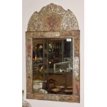 A 17th Century Style Wood and Gesso Mirror, 20th century, the mirror plate within a needlework