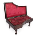 A Rosewood Cased Musical Workbox, late 19th century, in the form of a piano with mother-of-pearl ''
