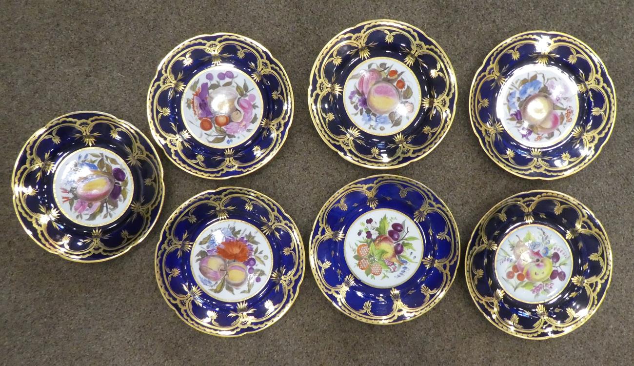 A Set of Six Flight, Barr & Barr Worcester Porcelain Dessert Plates, circa 1820, painted with - Image 3 of 5