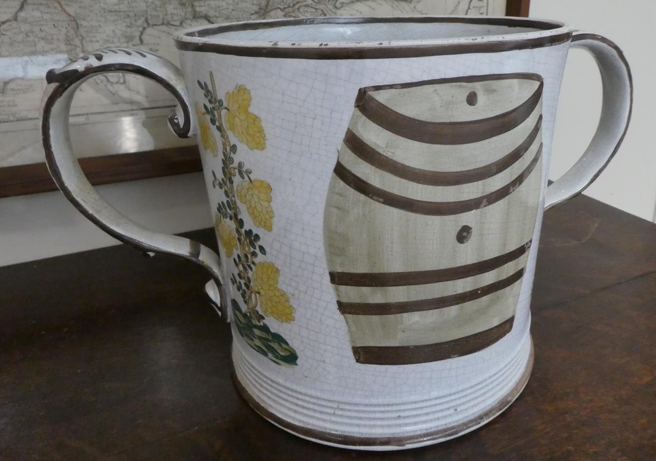 A Pearlware Loving Cup, possibly Woodlesford, Swillington Bridge Pottery, dated 1829, of cylindrical - Image 6 of 8