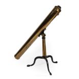 A MacRae Lacquered Brass 3 Inch Refracting Telescope, 38 inch main barrel, inscribed MACRAE 29 ROYAL