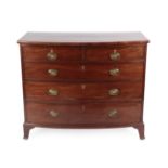 A George III Mahogany Bowfront Chest of Drawers, late 18th century, the two short over three long