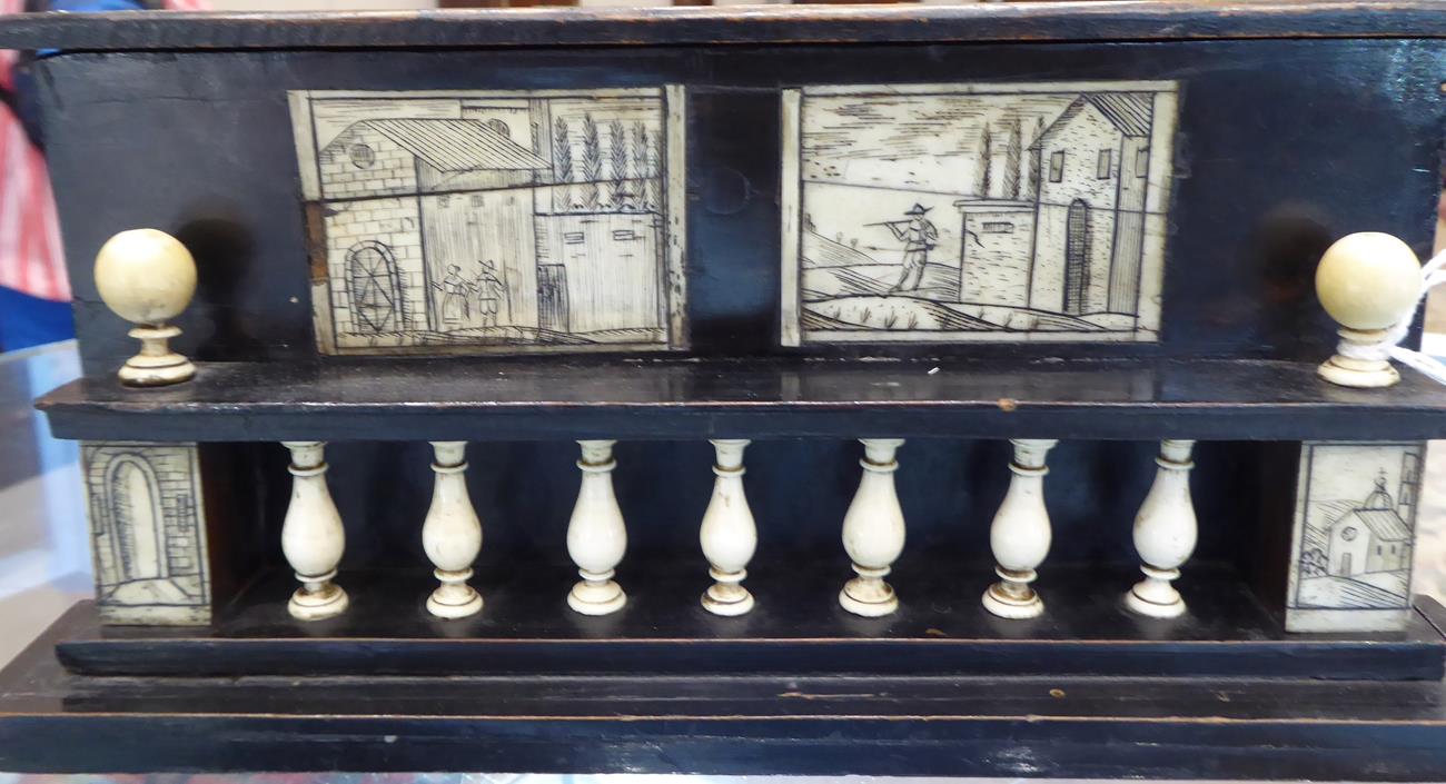 A Flemish Bone Inlaid Ebonised Table Cabinet, late 17th century, of rectangular form with hinged - Image 3 of 11