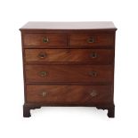 A George III Mahogany Straight Front Chest, late 18th century, the moulded top above two short and