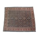 Mahal Carpet West Iran, circa 1920 The deep indigo field with columns of large serrated leaves and