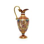 A ''Vienna'' Porcelain Ewer, late 19th century, of baluster form with loop handle, painted with