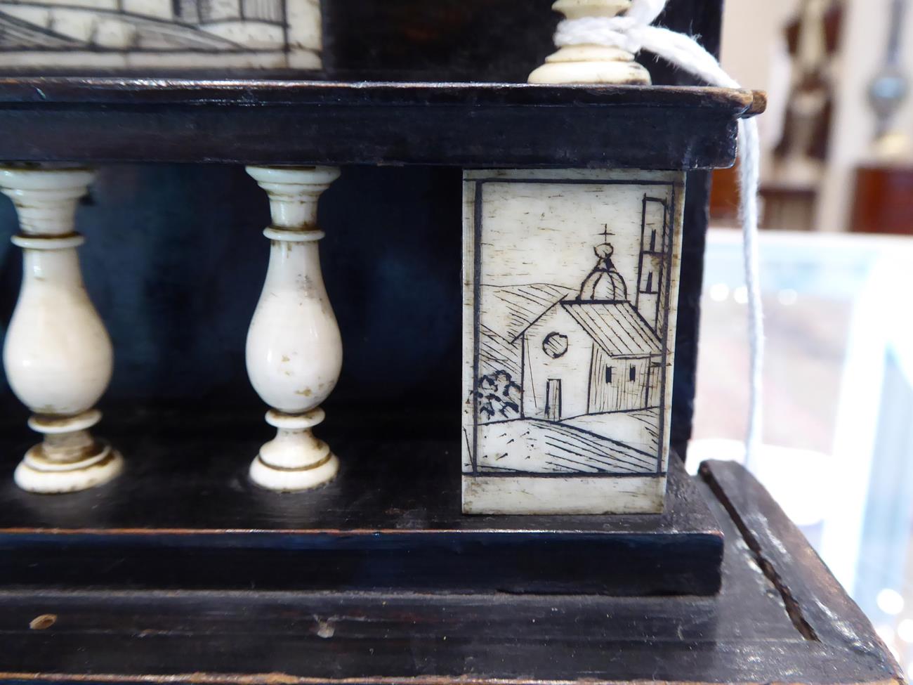 A Flemish Bone Inlaid Ebonised Table Cabinet, late 17th century, of rectangular form with hinged - Image 2 of 11