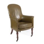 A Victorian Simulated Rosewood Armchair, labelled From Boulnois Upholsterer & Co, 14 Charlotte
