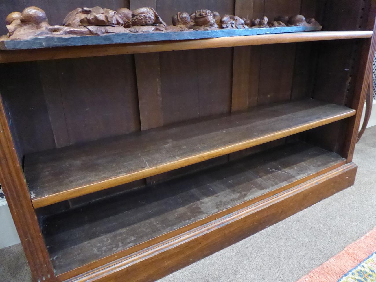 A Victorian Carved Walnut Free-Standing Open Bookcase, labelled James Shoolbred, Tottenham Court, - Image 4 of 7