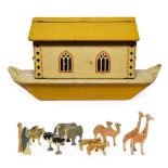 A Painted Wood Noah's Ark, early 20th century, together with a collection of pairs of animals,