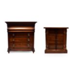 A Victorian Mahogany Table Top Collector's Cabinet, in the form of a Wellington chest, the twelve