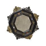 An Italian Gilt Metal, White Metal and Hardstone Mounted Ebonised Frame, mid 17th century, of