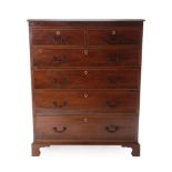 A Late George III Mahogany Straight Front Chest, early 19th century, the moulded top above two short