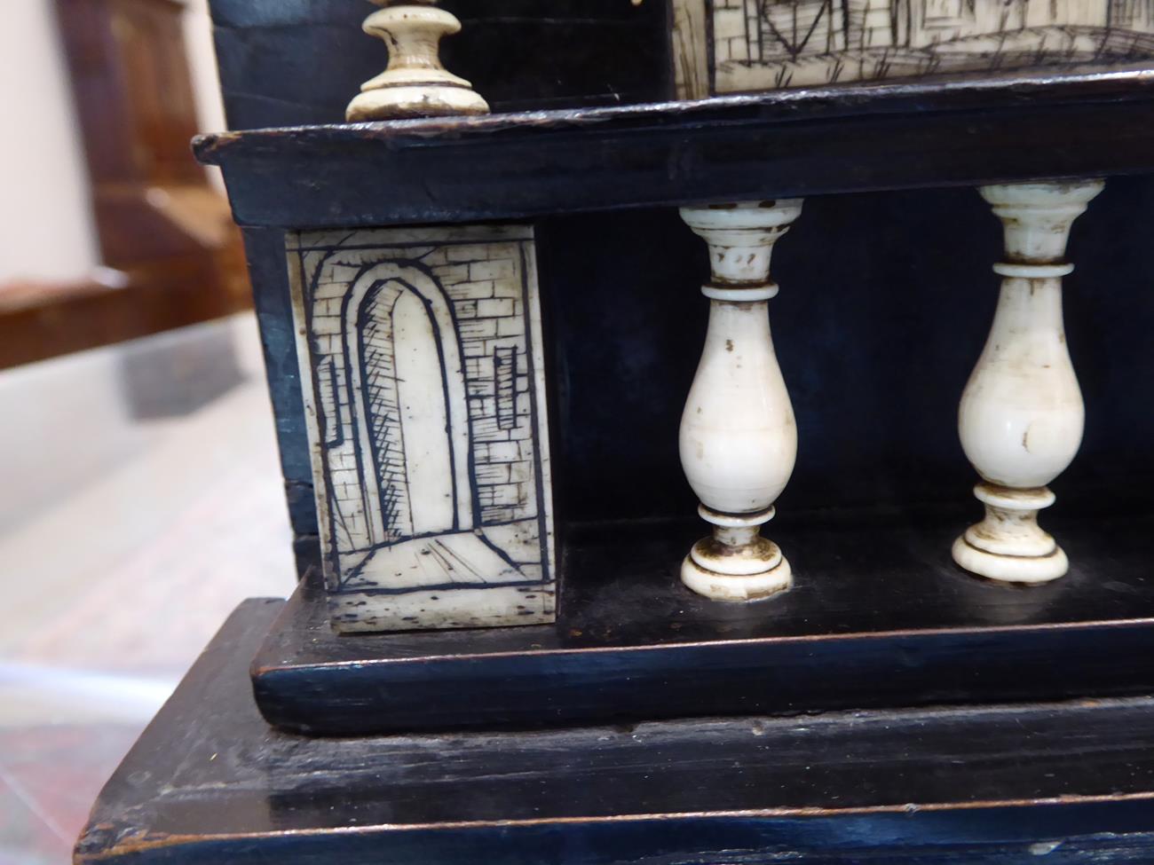 A Flemish Bone Inlaid Ebonised Table Cabinet, late 17th century, of rectangular form with hinged - Image 11 of 11