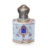A French Silver-Mounted Sampson Porcelain Tea Caddy, late 19th century, the silver mounts with