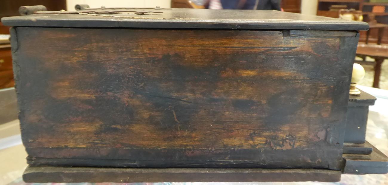 A Flemish Bone Inlaid Ebonised Table Cabinet, late 17th century, of rectangular form with hinged - Image 6 of 11