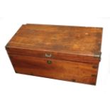 A 19th Century Camphorwood and Brass Bound Chest, with hinged lid and recessed brass handle,