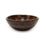 A Turned Treen Dairy Bowl, 19th century, with two reeded bands, 36cm diameter. Some typical