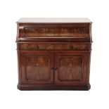 A Victorian Walnut Enclosed Washstand, circa 1870, the hinged lid opening to reveal a grey and white