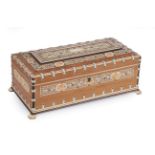 An Anglo-Indian Stained and Natural Ivory Mounted Sandalwood Box, mid 19th century, of rectangular