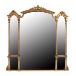 An Impressive Victorian Gilt and Gesso Overmantel Mirror, by C Nosotti, 2nd half 19th century, the