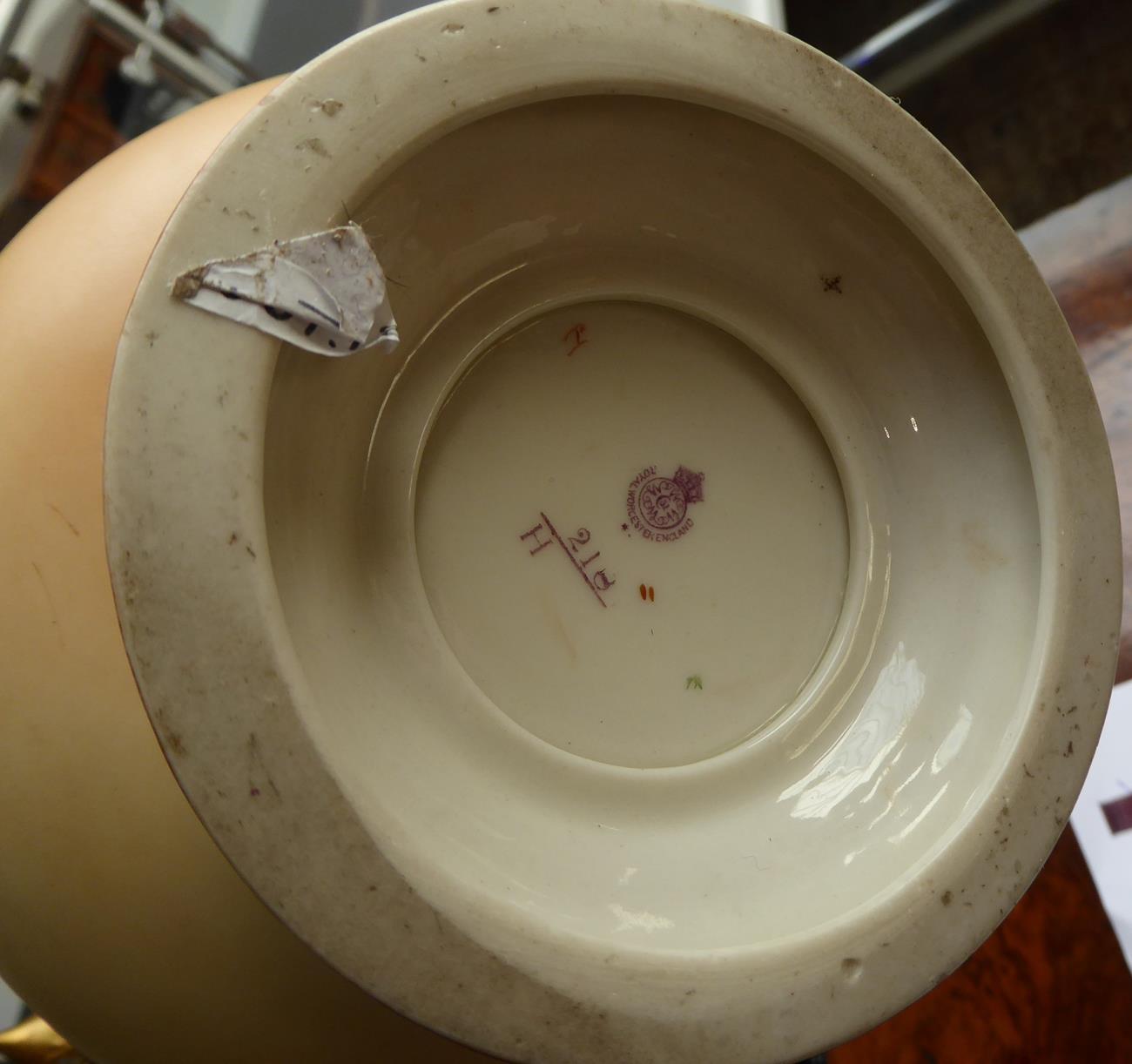 A Matched Pair of Royal Worcester Porcelain Vases and Covers, 1917/1919, of ovoid form with scroll - Image 2 of 7