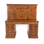 A Victorian Figured Walnut Desk, labelled Sopwith & Co Patent, Manufacturer, Newcastle-on-Tyne,