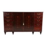 An Early Victorian Mahogany, Rosewood Crossbanded and Marquetry Inlaid Dwarf Linen Press, mid 19th