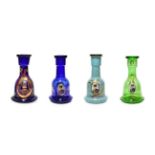 A Bohemian Blue Glass Hookah Base, late 19th century, of mallet form, decorated with two bust