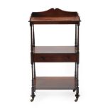 A Victorian Mahogany and Rosewood Three-Tier Whatnot, 2nd half 19th century, the three-quarter
