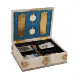 A Gilt Metal Mounted Onyx Games Box, circa 1870, of rectangular form applied with a monogram and