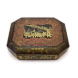 A Chinese Export Lacquer Games Box and Cover, mid 19th century, of canted rectangular form,