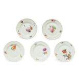 A Russian Imperial Porcelain Factory Dessert Plate, 1762-1796, painted with a flowerspray and