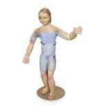 A Neapolitan Crib Figure, 18th century, as a standing youth wearing a blue foundation garment,