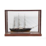 A Bone and Wooden Scale Model of the Training Ship ''Joseph Conrad'', 20th century, in a glazed case