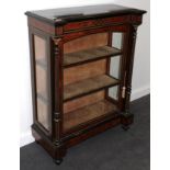 A 19th Century Burr Walnut and Ebonised Pier Cabinet, the single glazed door with shelved interior