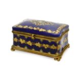 A Gilt Metal Mounted Sevres Style Casket, late 19th century, of shaped rectangular form, gilt and