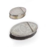 A George III White Metal Mounted, Mother-of-Pearl and Tortoiseshell Snuffbox and Hinged Cover, of