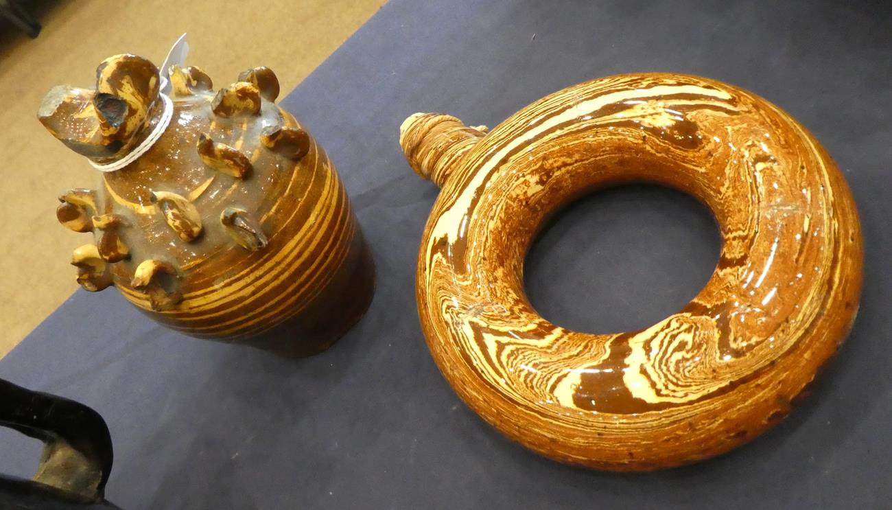 A Slipware Frog Loving Cup, dated 1872, of cylindrical form with twin strap handles and inscribed - Image 7 of 7