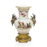 A Gilt Metal Mounted Berlin Porcelain Vase, the porcelain late 18th century, the mounts later, of