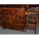 An early 19th century mahogany chest of drawers, two short over three long drawers on bracket