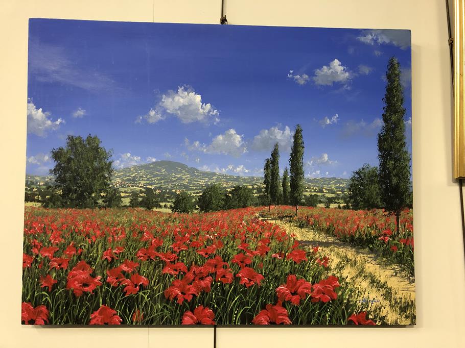 Tim Layzell (b.1981) Poppy field Signed, oil on canvas, 71cm by 91cm Artist's Resale Rights/Droit de - Image 2 of 5